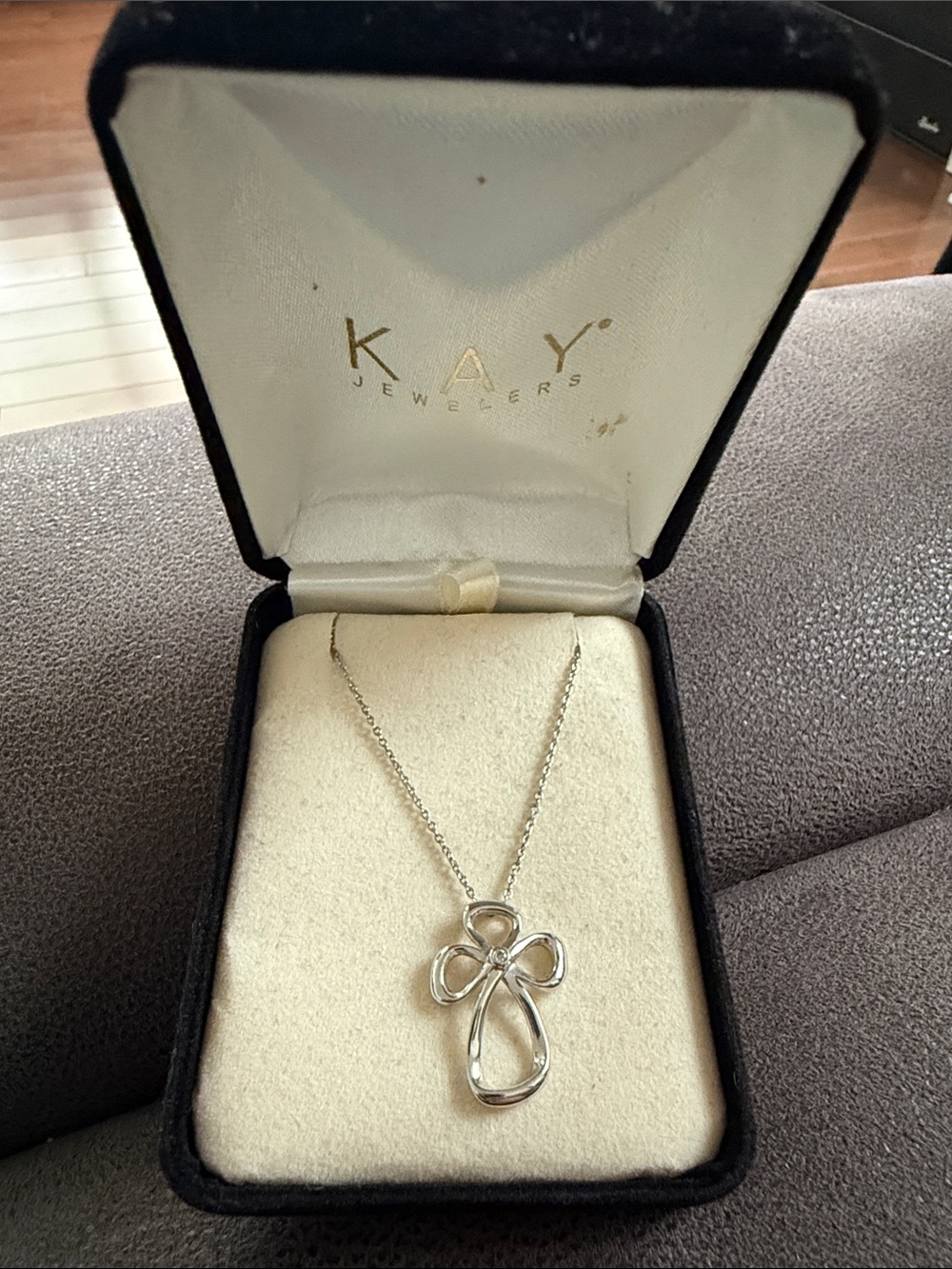 Kay Jewelers Silver Cross Drop Pendant Necklace